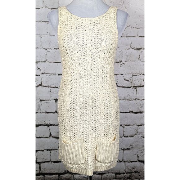 ANTHROPOLOGIE Far Away From Close Wool-Blend Crochet Knit Tank Dress Small - Picture 2 of 8